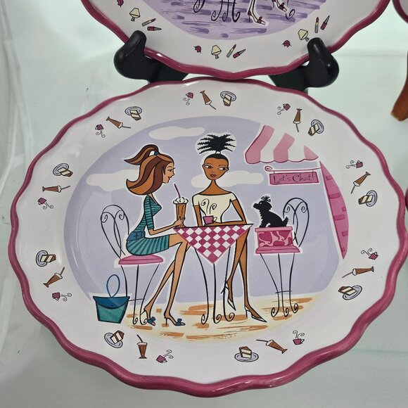 4 Mary Kay Girlfriends Plates 8" salad lunch dessert scalloped edges New boxed - Picture 6 of 9